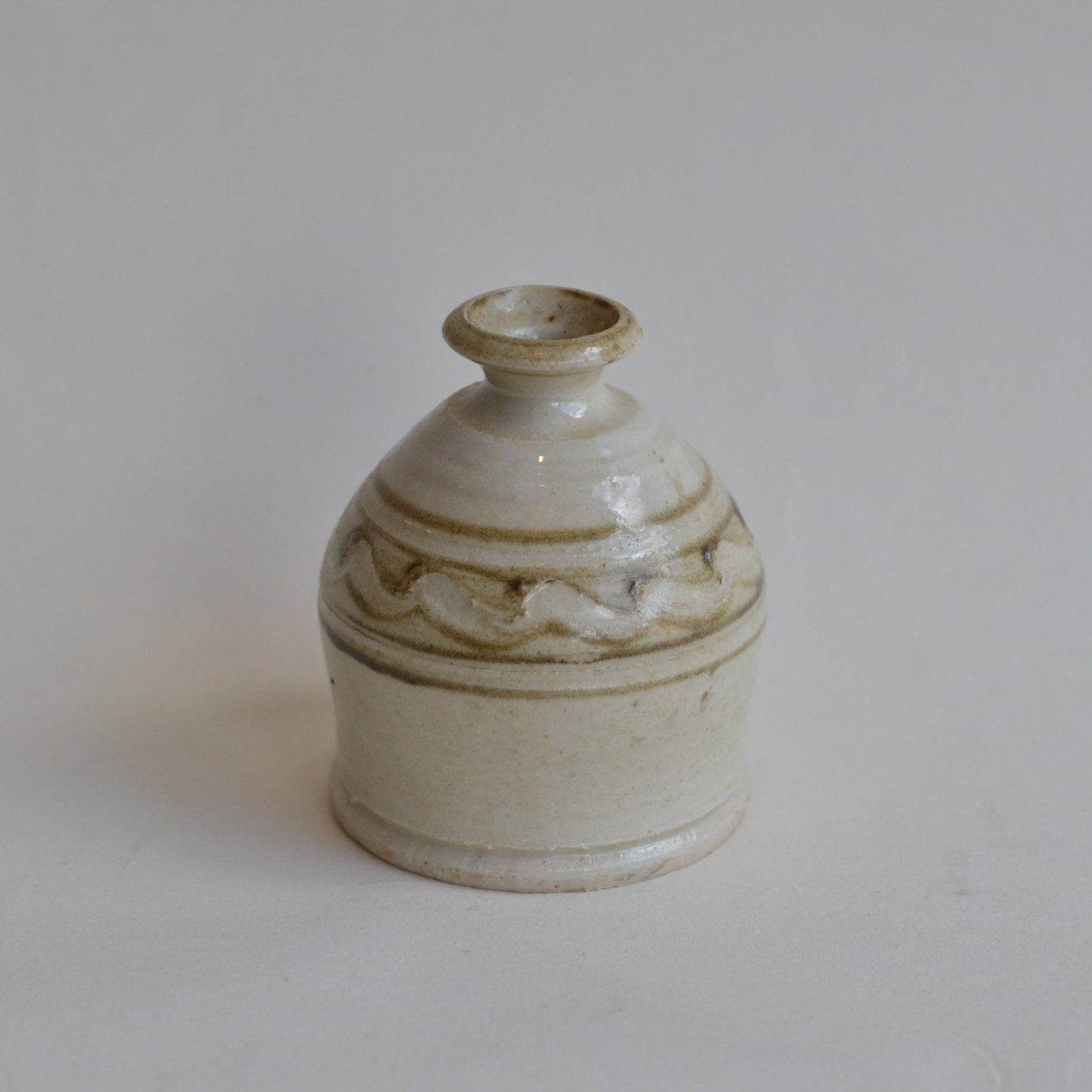 Small Ceramic Bud Vase with Green Detailing