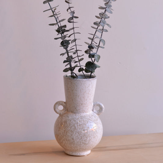 Dune Vases | Speckled White Vase with Small Handles