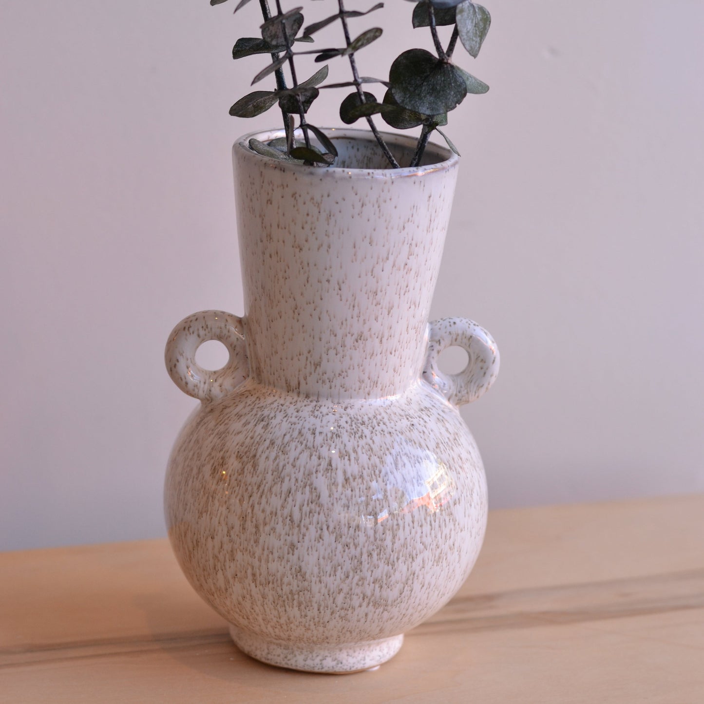 Dune Vases | Speckled White Vase with Small Handles