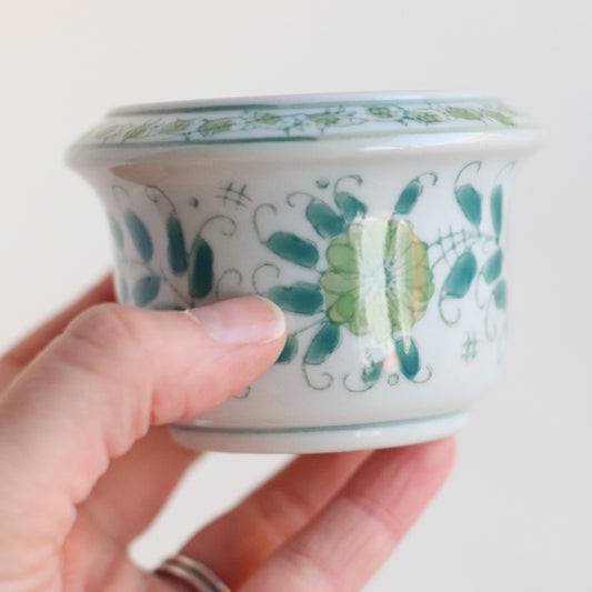 Tiny Green and White Plant Pot