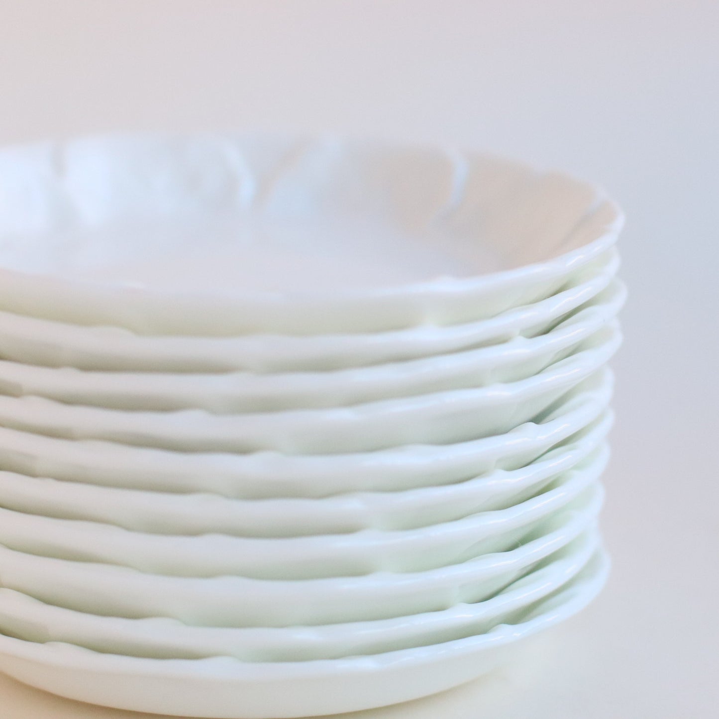 Tiny Wedgwood Plates with Leaf Patterned Rim, Set of 5