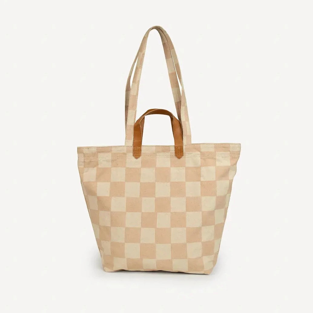 Carryall Canvas Tote - Large Checkerboard Print