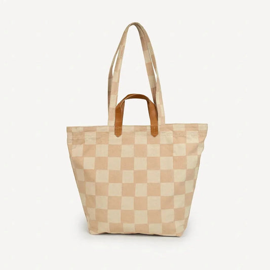 JOYN Bags | Carryall Canvas Tote - Large Checkerboard Print