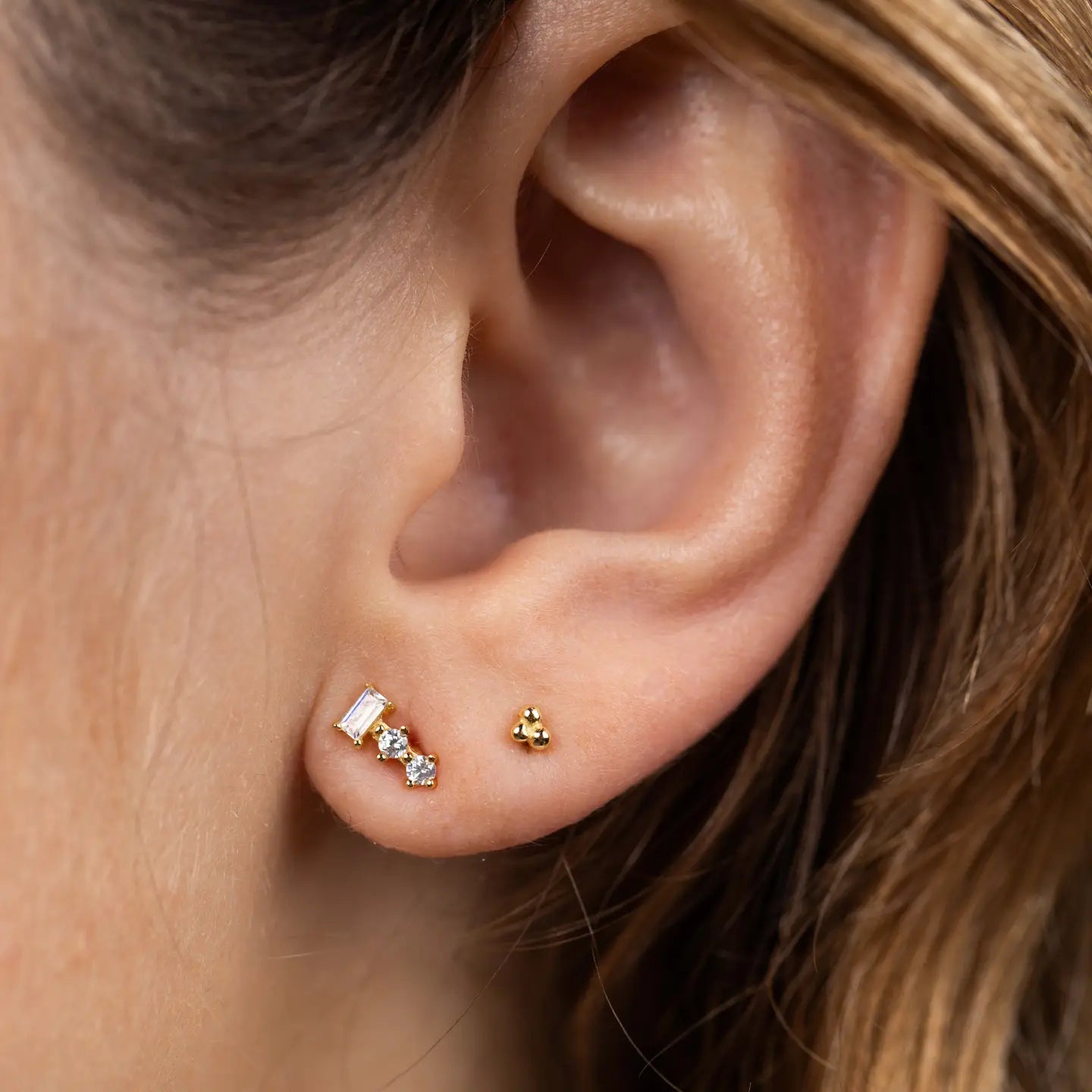 Jax Kelly | Trio Stud Stack Gold Earrings