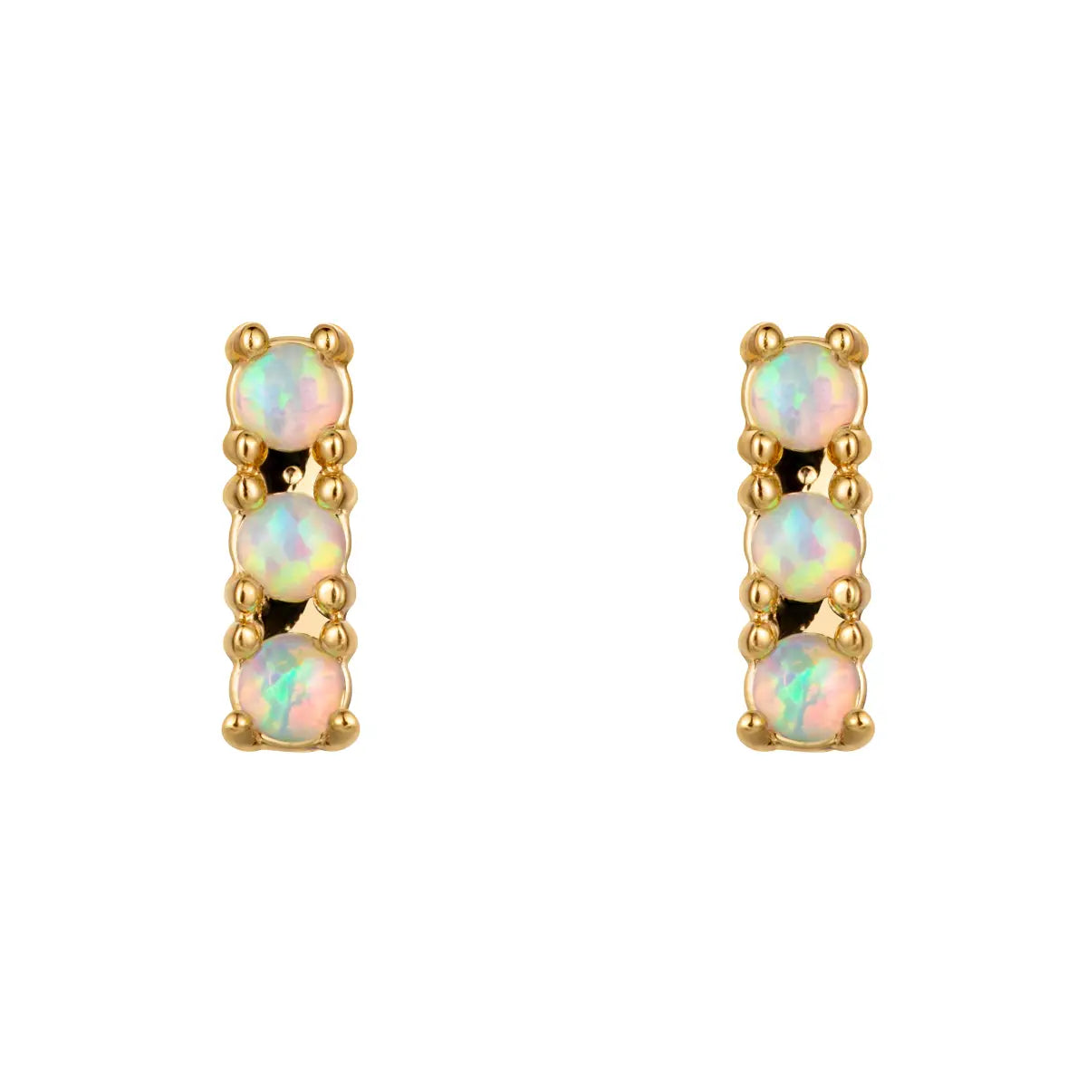 Opal Triple Bar Earrings, Gold Plate and Stainless Steel