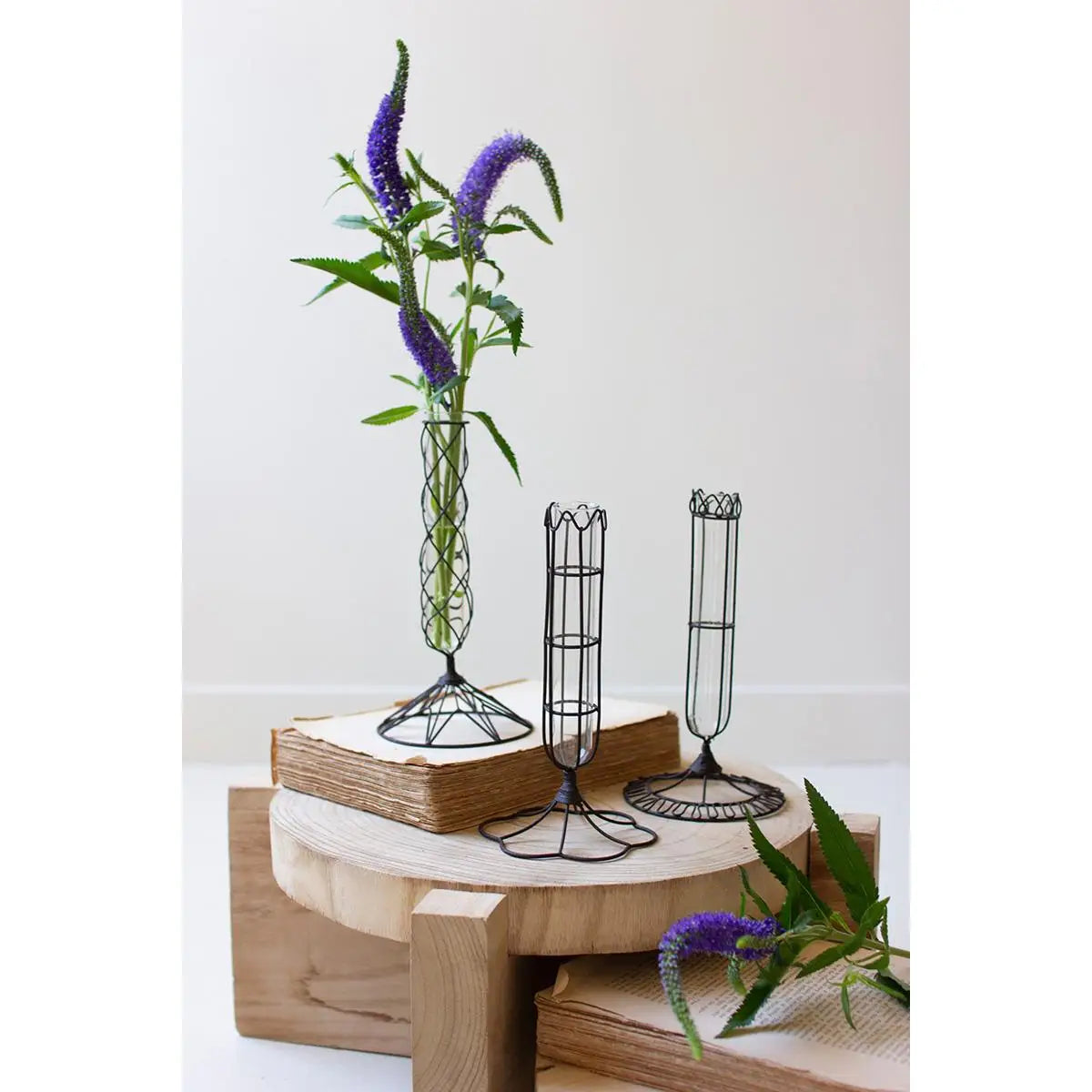 Dune Accents | Wire Wrapped Glass Bud Vase, Assorted Designs