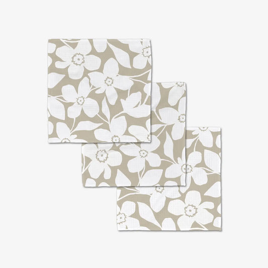 Geometry | Big Tan Flowers Luxe Washcloth Set