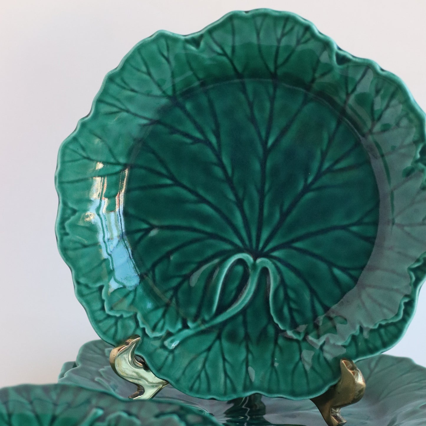 Wedgwood Green Cabbage Leaf Plates, Set of 4