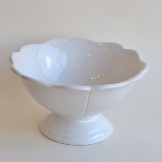White Footed Serving Bowl