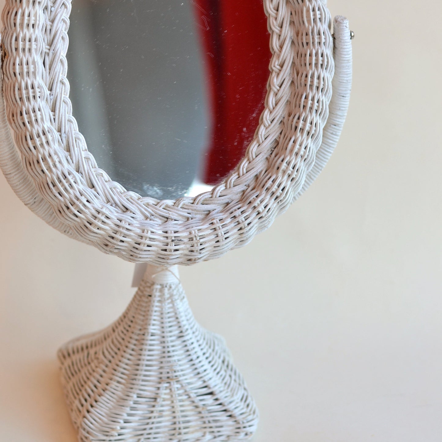 White Wicker Tabletop Mirror