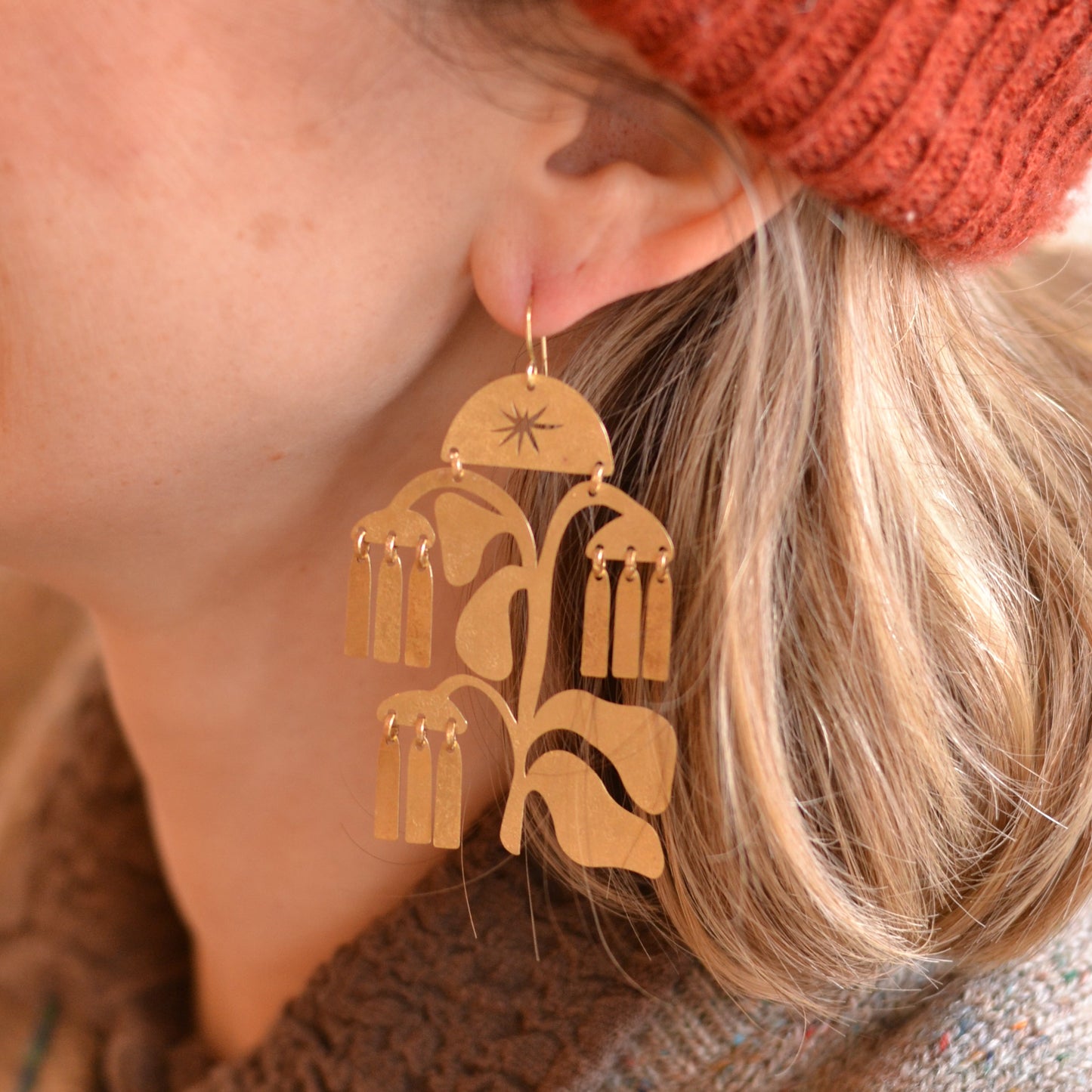 Gulushu | Willow Bloom Brass Earring