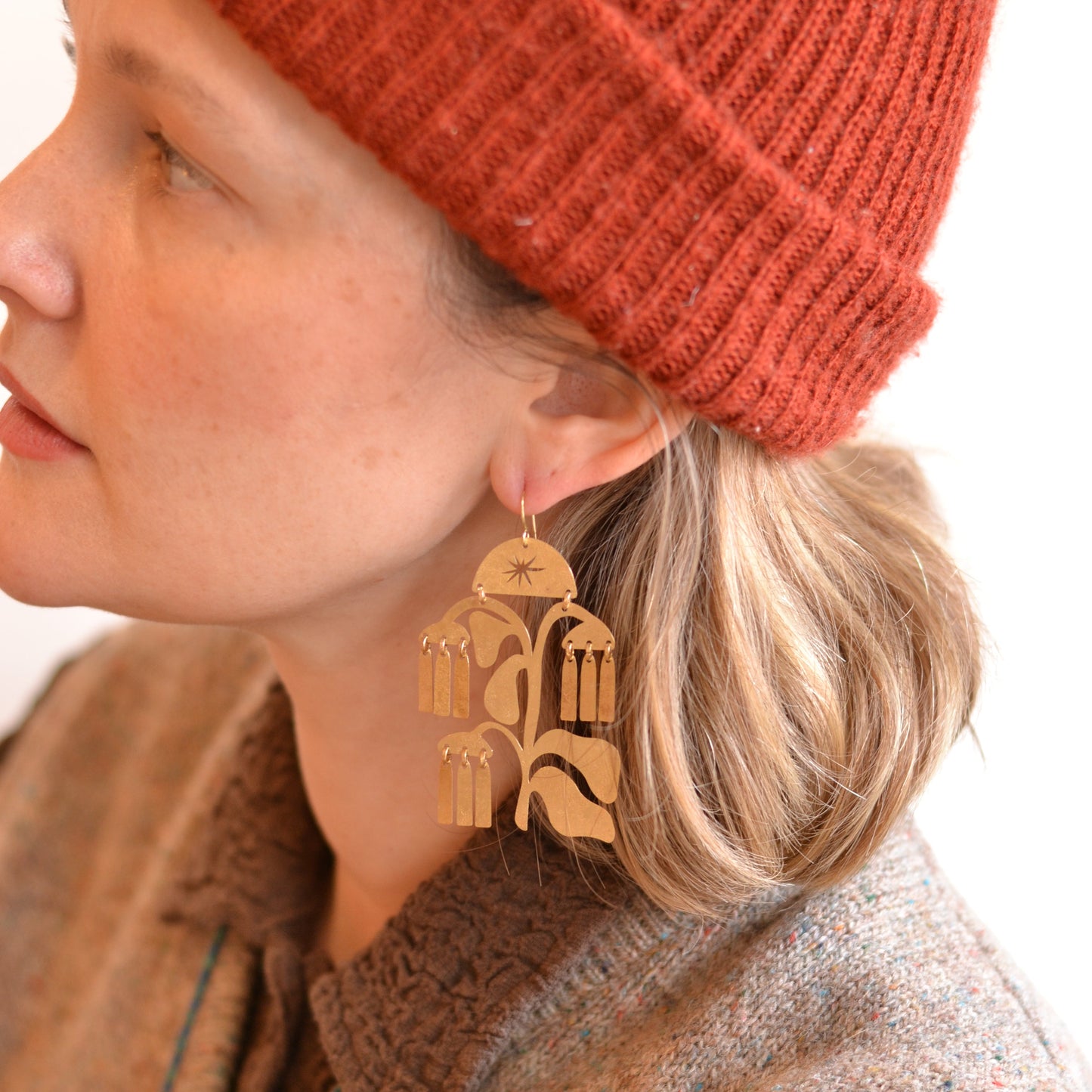 Gulushu | Willow Bloom Brass Earring
