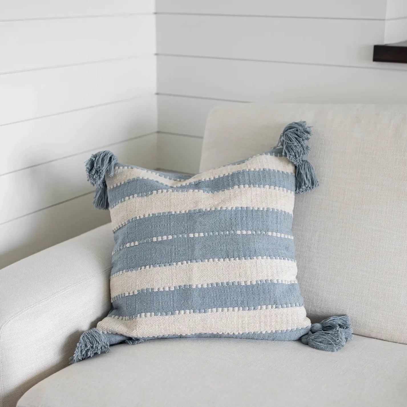 Foreside Home & Garden | 20 x 20 Hand Woven Winslow Pillow Blue