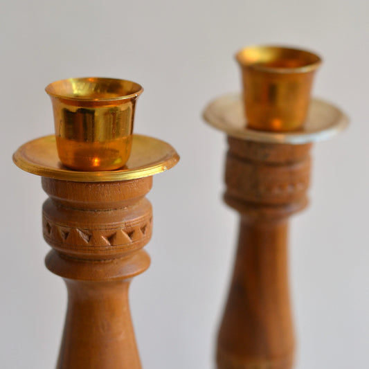 Carved Candlesticks, Pair