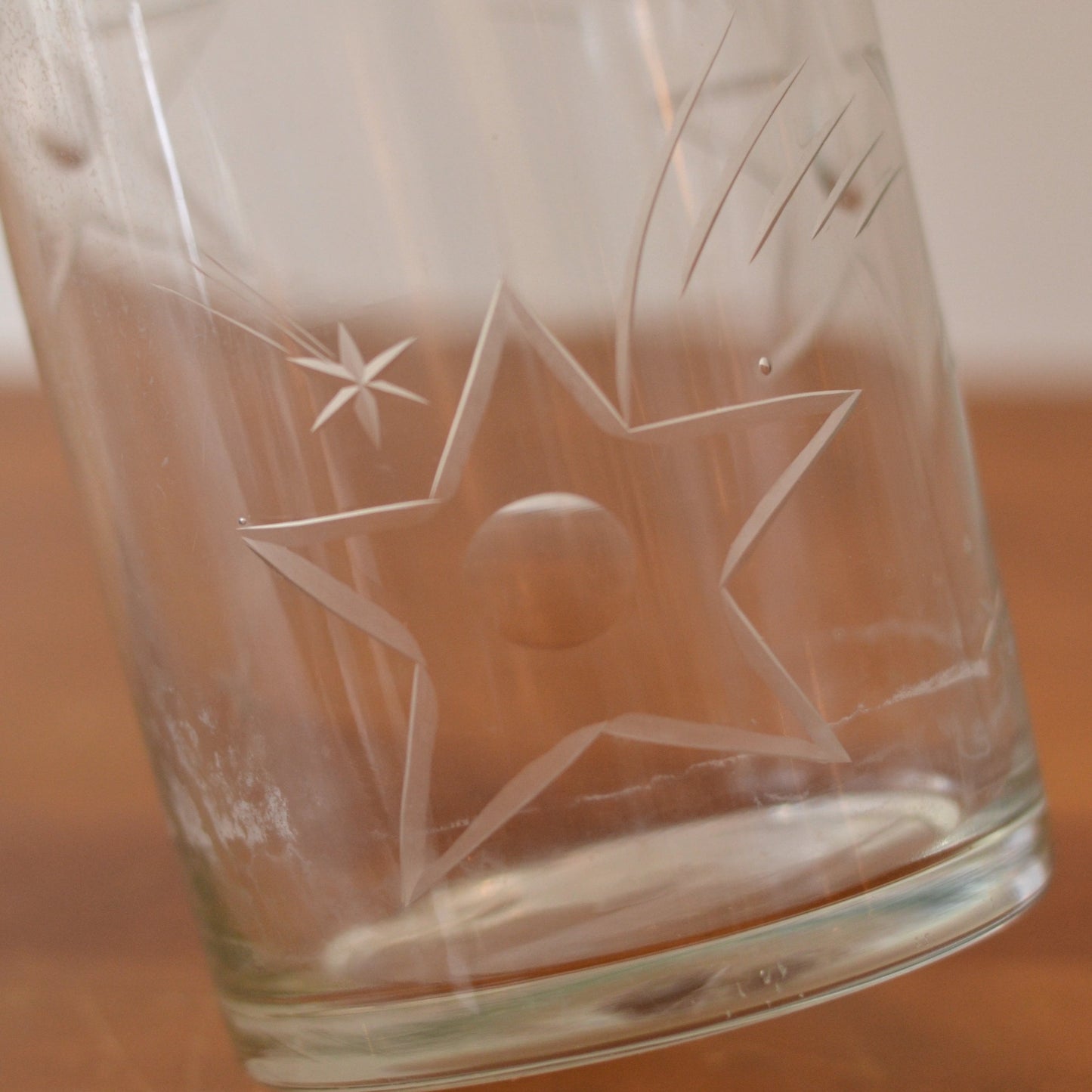 Etched Star Glass Decanter, Glass Stopper