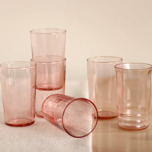 Small Pink Juice Glasses, Set of 6