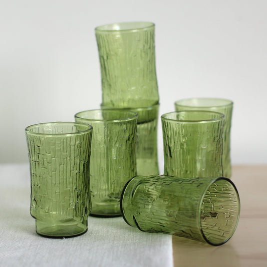 Green Bamboo Juice Glasses, Set Of 7
