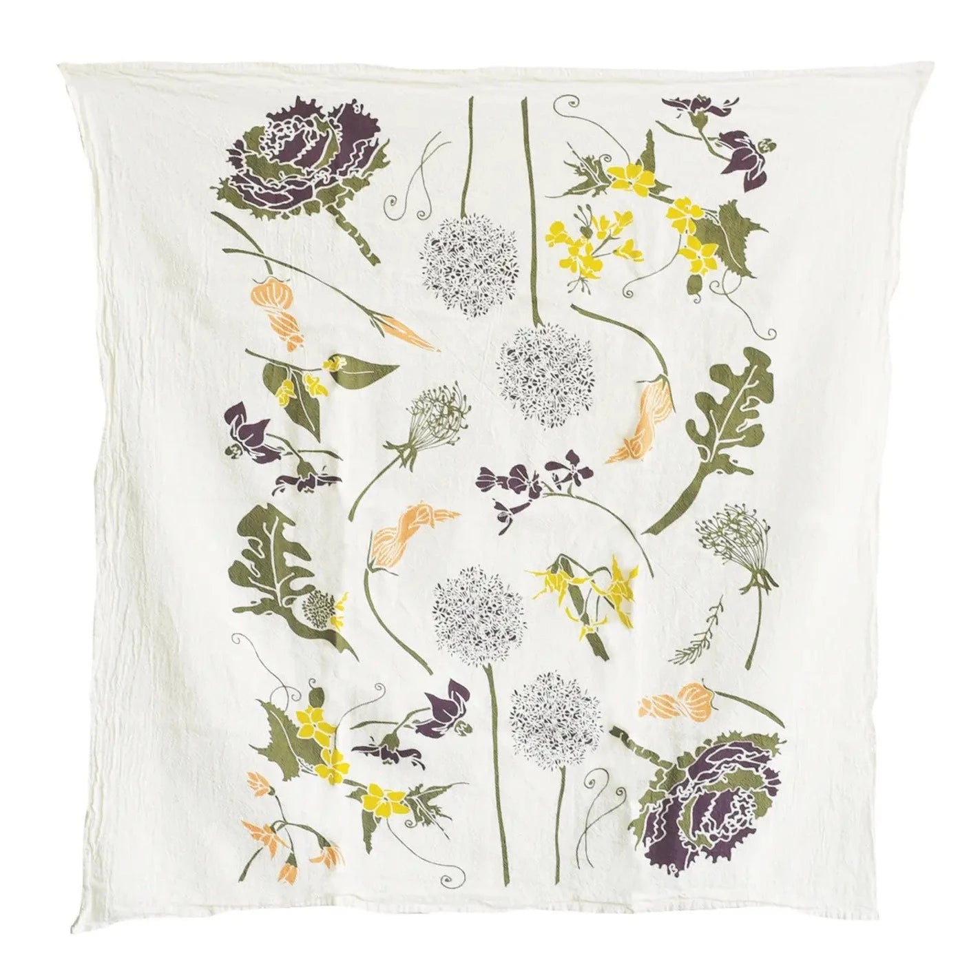 June & December | Flowering Veggies, 100% Cotton Tea Towel