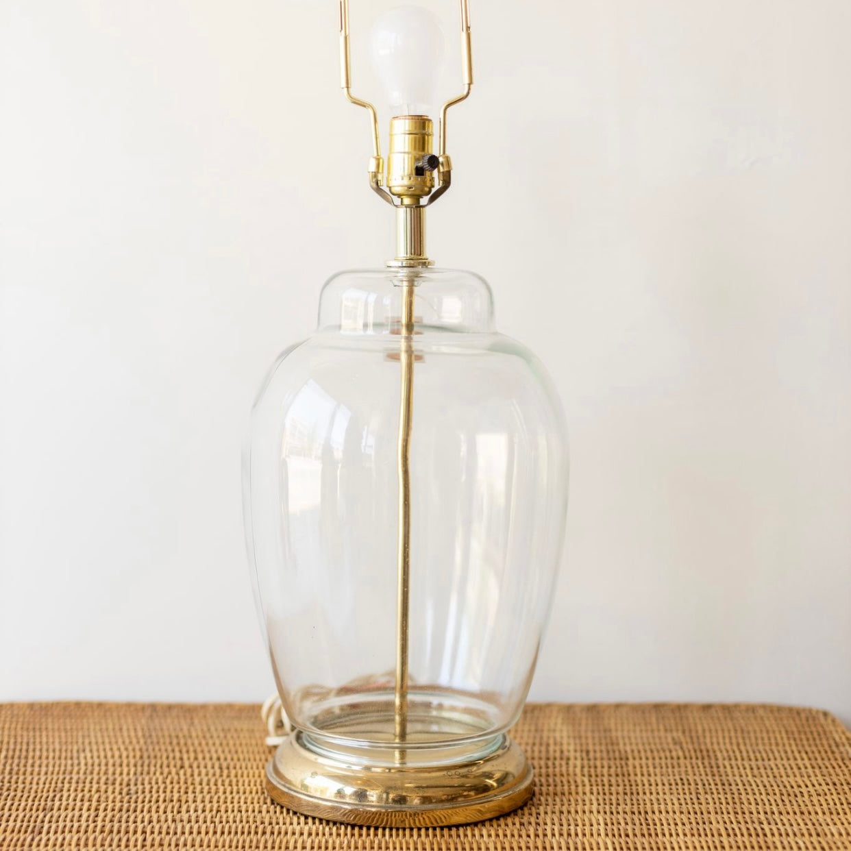 Clear Glass Lamp with Brass Base, Local Pick Up Only