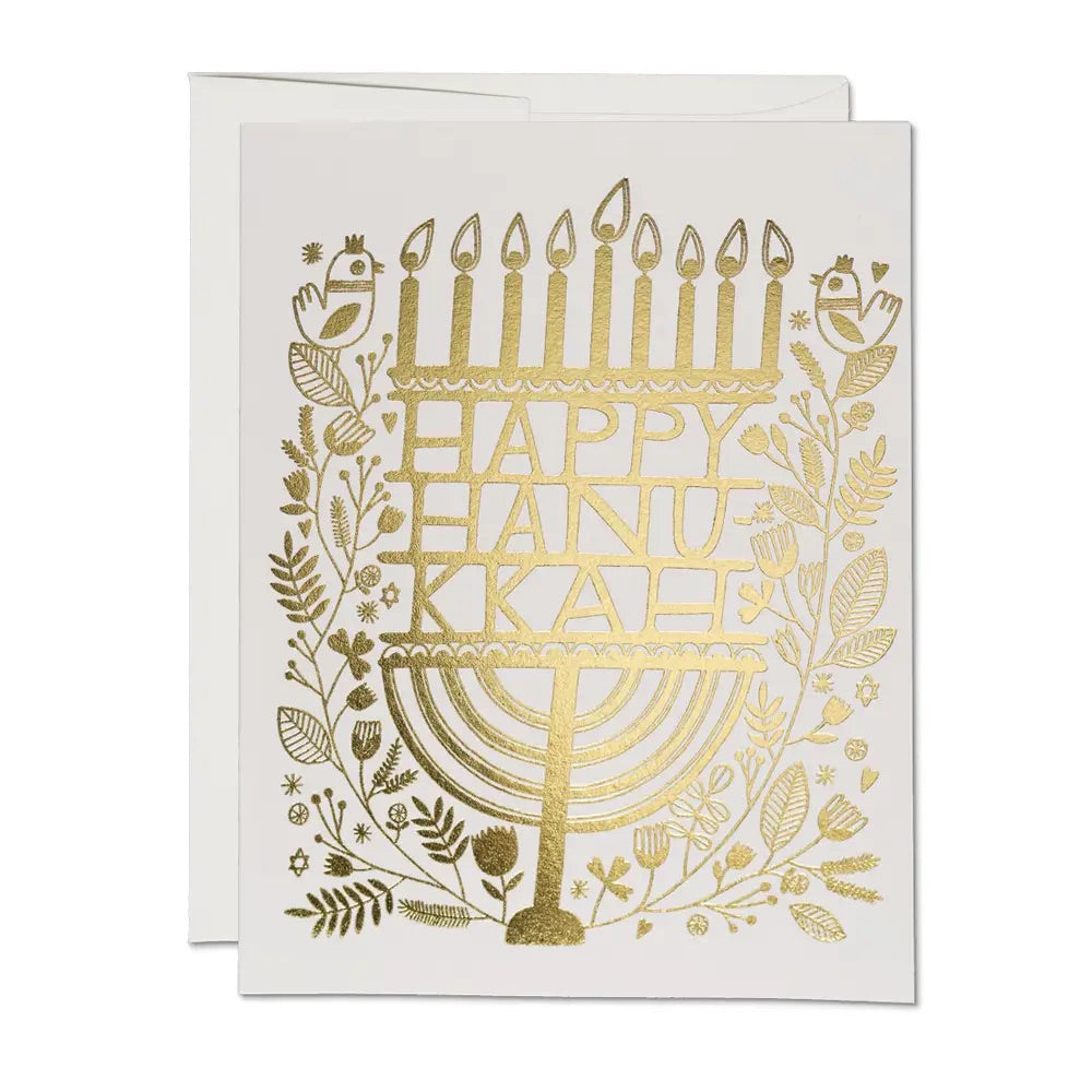 Red Cap Cards | Happy Hanukkah, gold foil