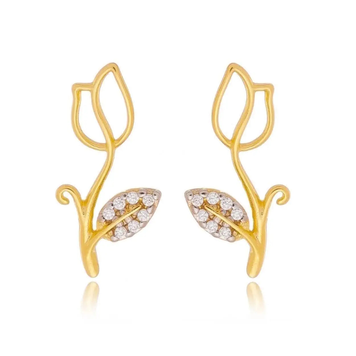 Goldfi | Tulip stud earrings with CZ stones, gold platted