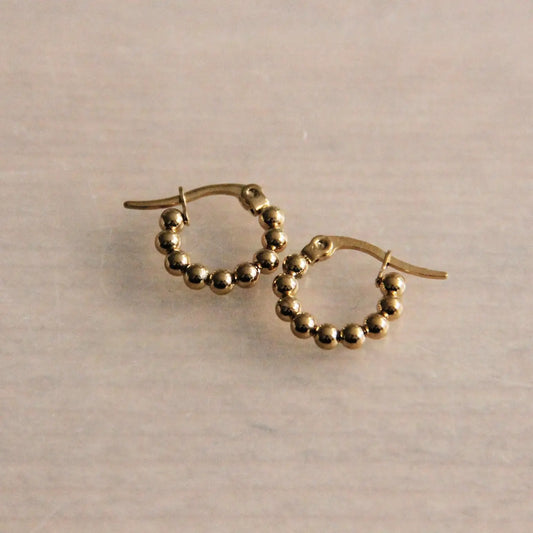 Bazou | Small Bead Hoops, 14mm,  stainless steel