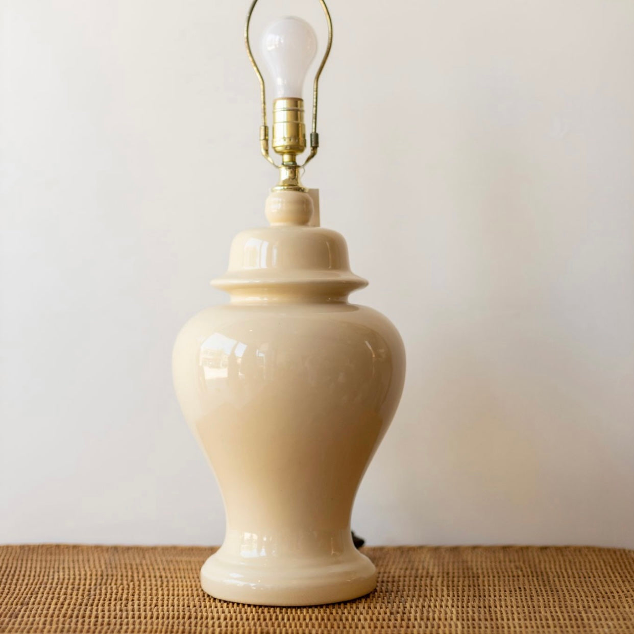 Post Modern 80s Ginger Jar Lamp in Cream, Local Pick up Only