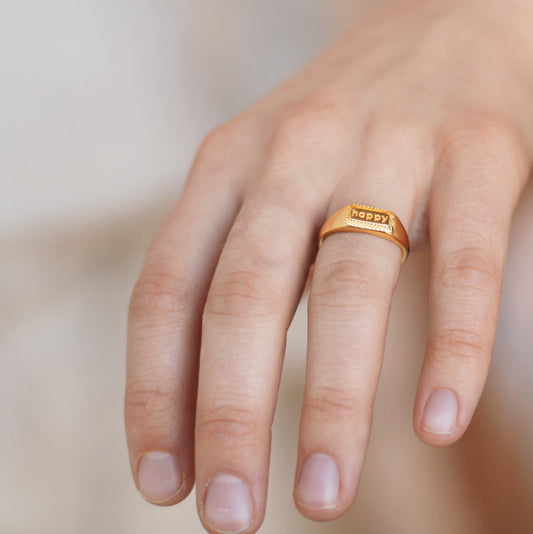 Horace Jewelry | The Happy Signet Ring, 18K Gold Plated