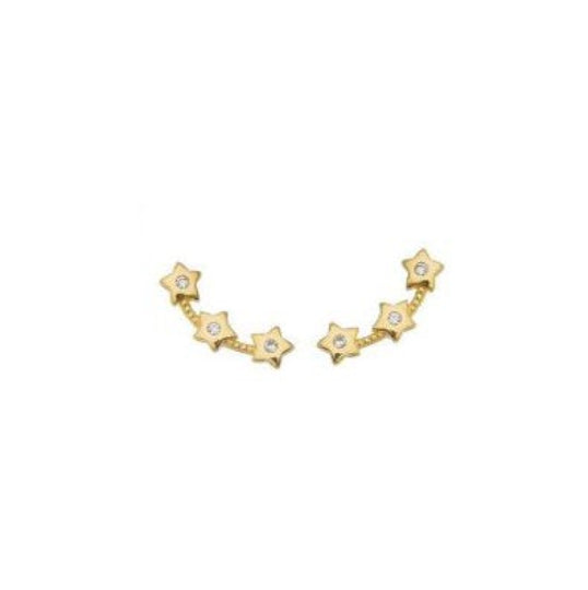 Goldfi | Three Stars Ear Climber Earrings, gold platted