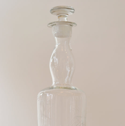 Etched Star Glass Decanter, Glass Stopper