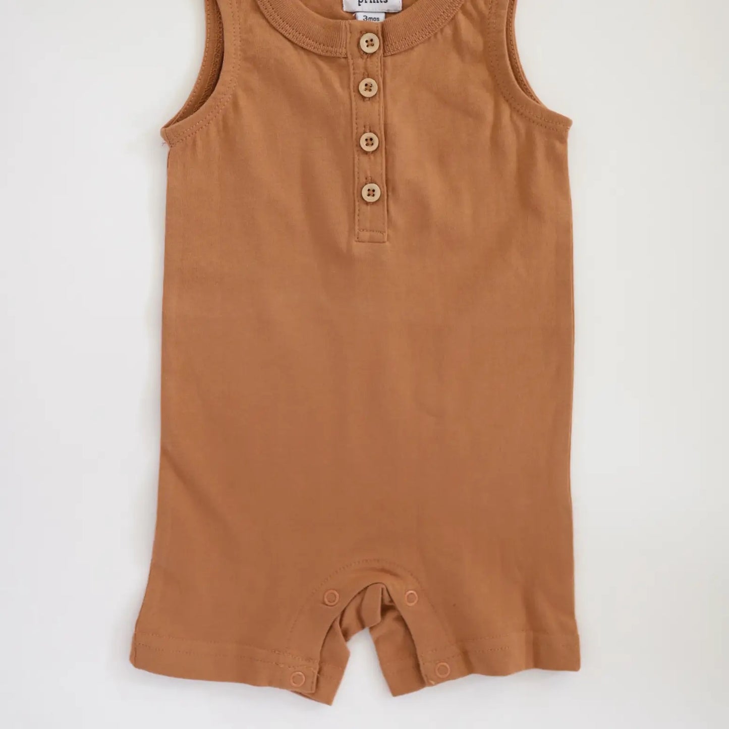 Polished Prints | Retro baby Romper, Toasted Nut